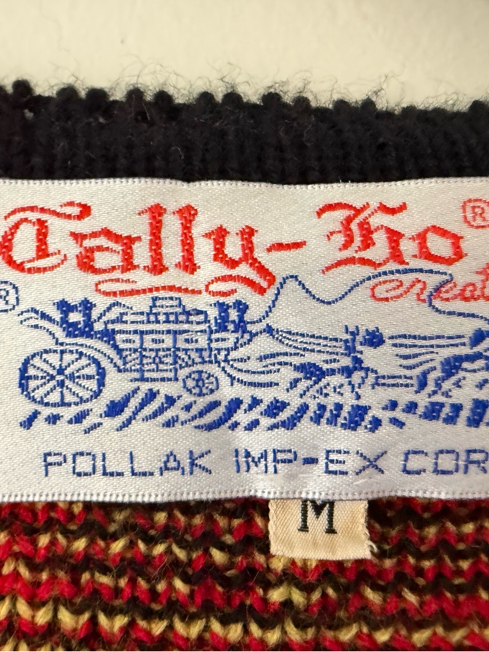 Vintage Tally Ho Red Plaid Knit Jacket with Black Trim 1980s Womens Medium - Picture 14 of 14